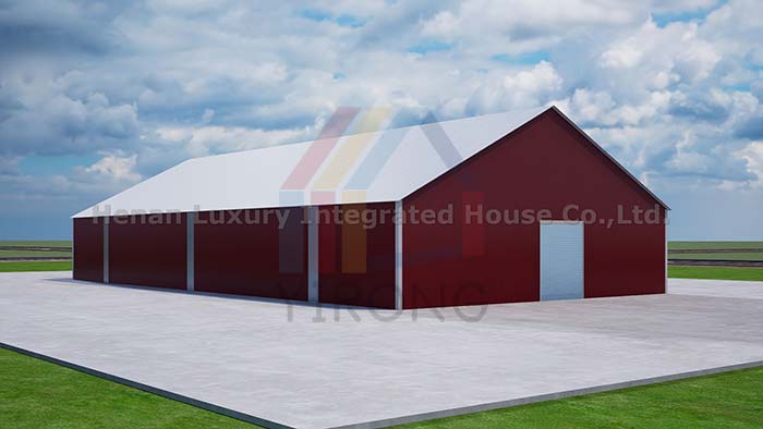 Prefab double slope steel warehouse