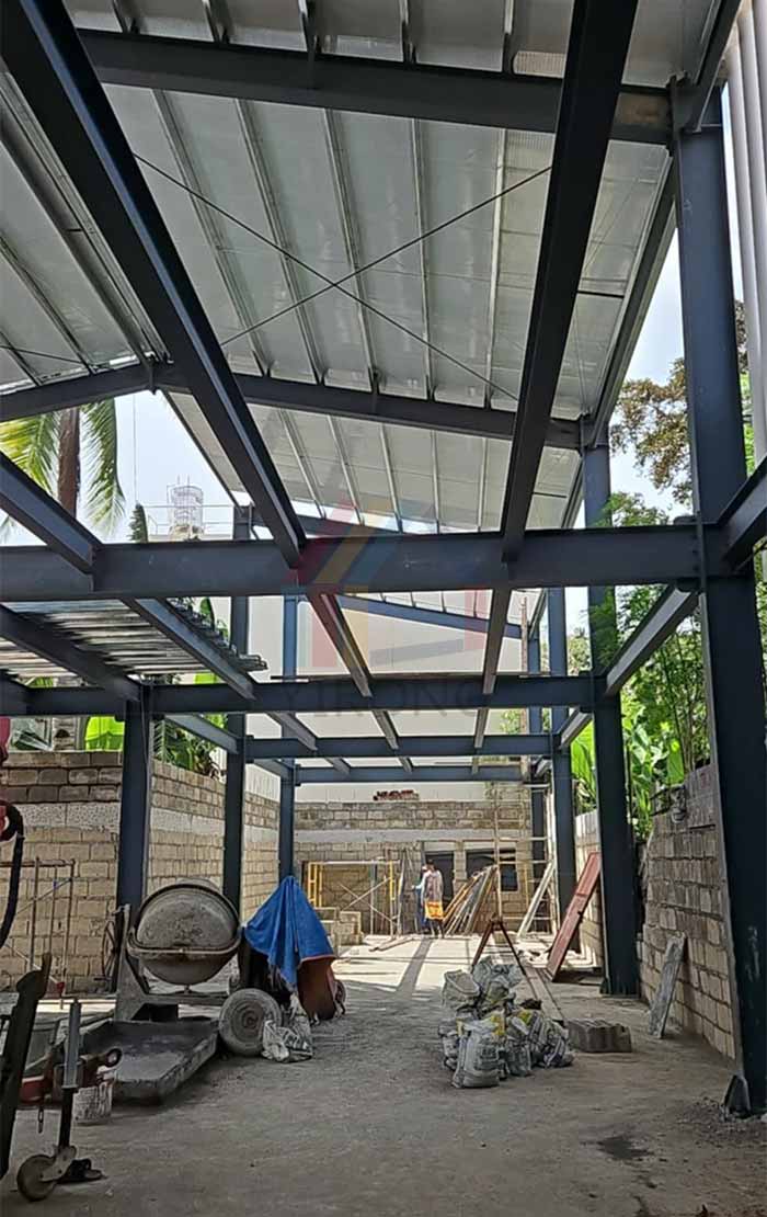 Installation of a two-story steel building in the Philippines ...