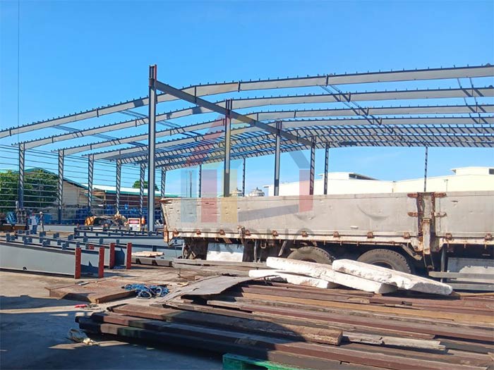 Double span steel structure factory building in the Philippines