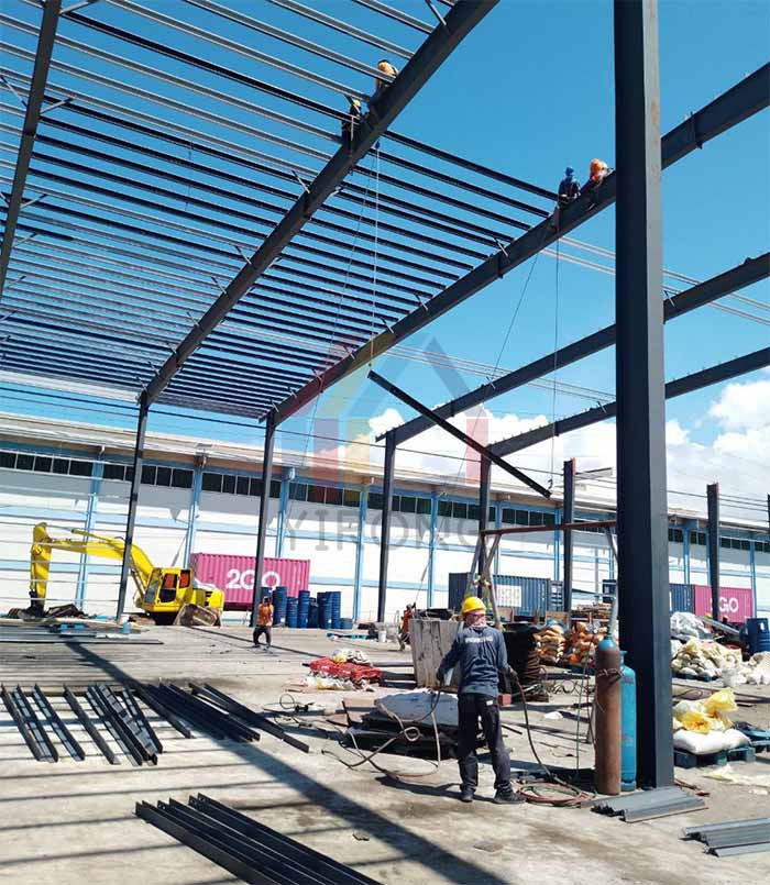 double span steel structure factory building